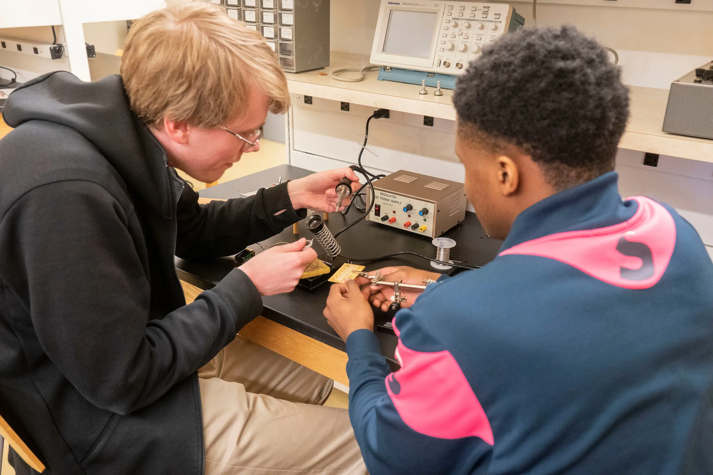 Students in electronics class