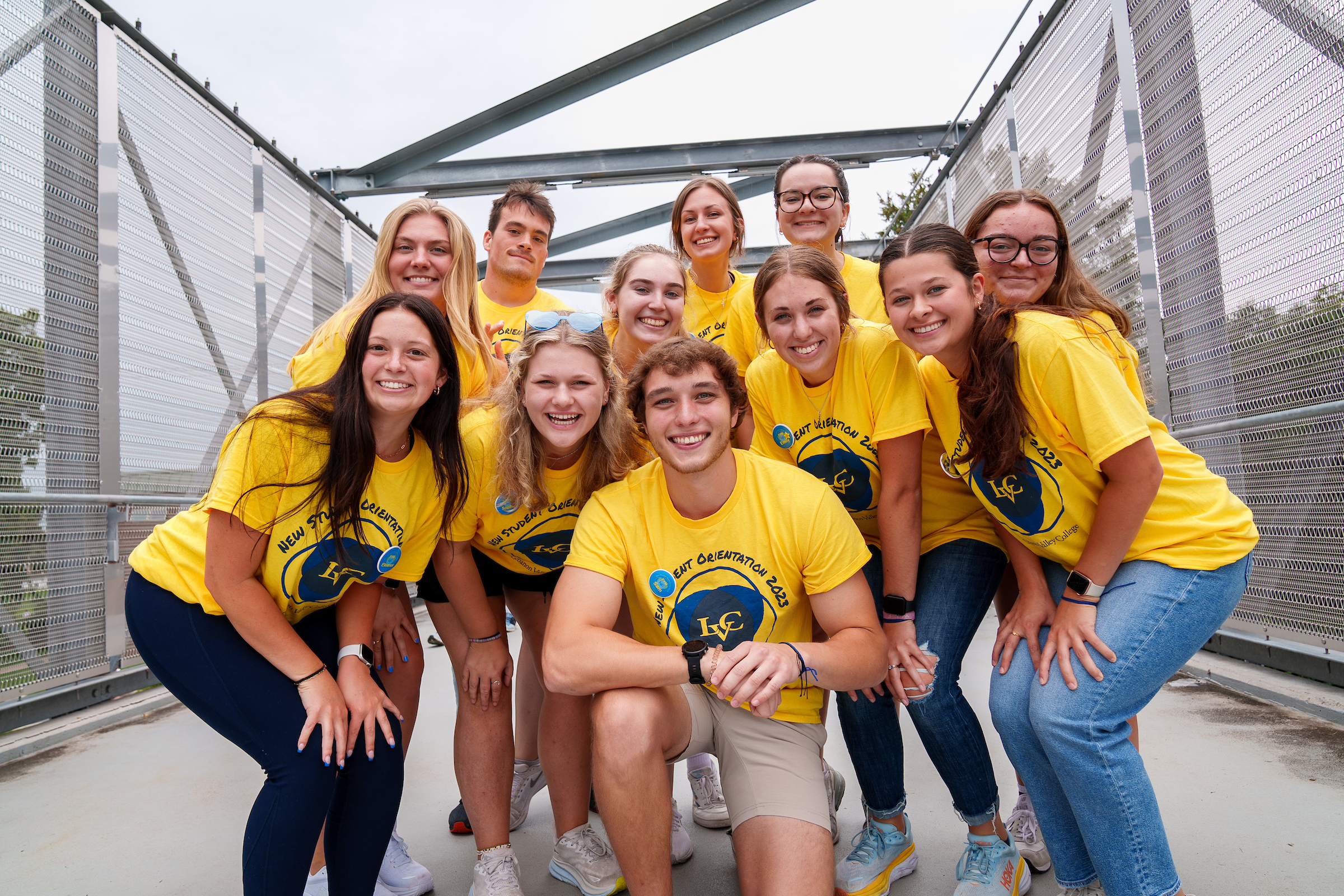 LVC First-Year Mentors pose for photo on bridge