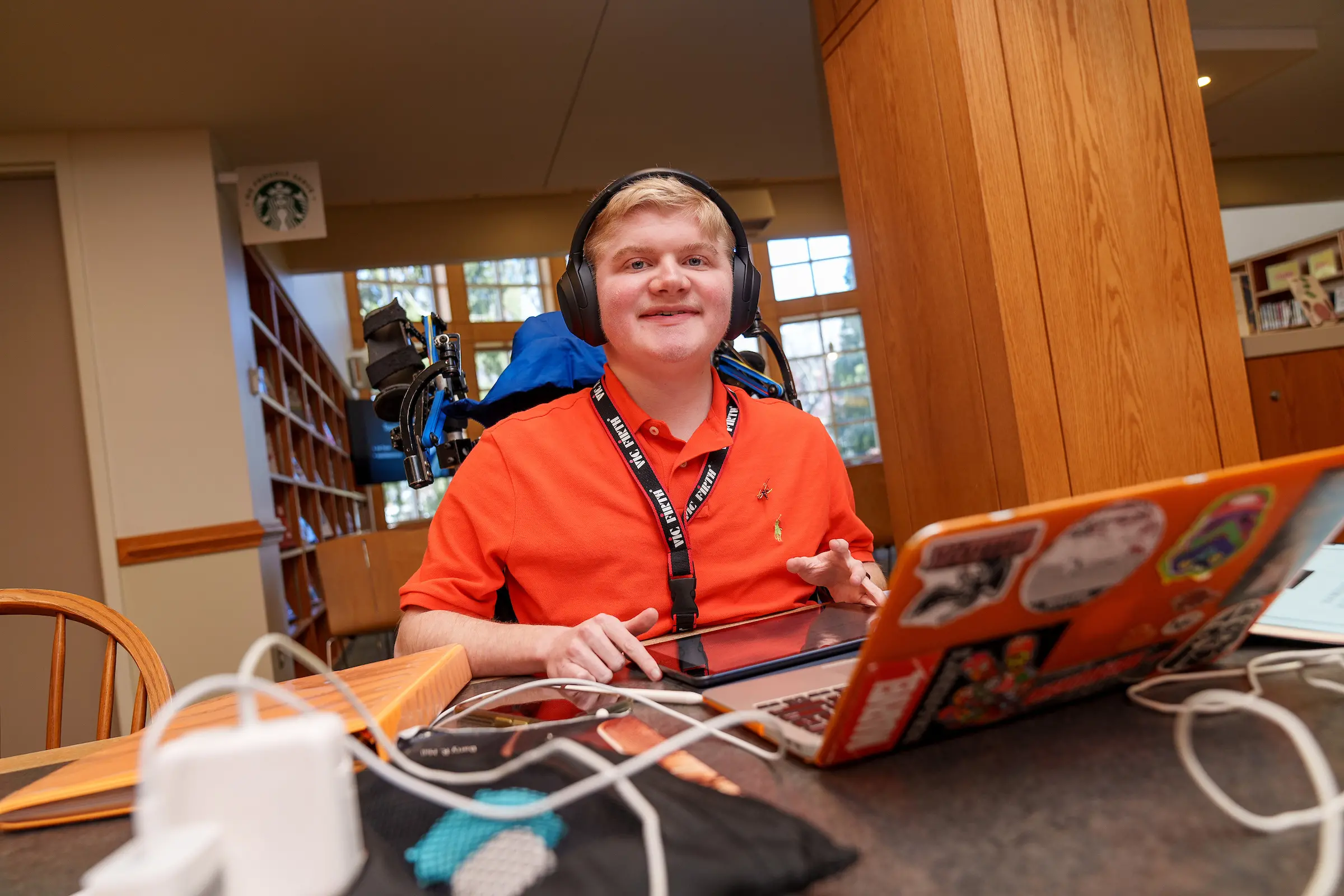 Elliot Johnson studies in Bishop Library