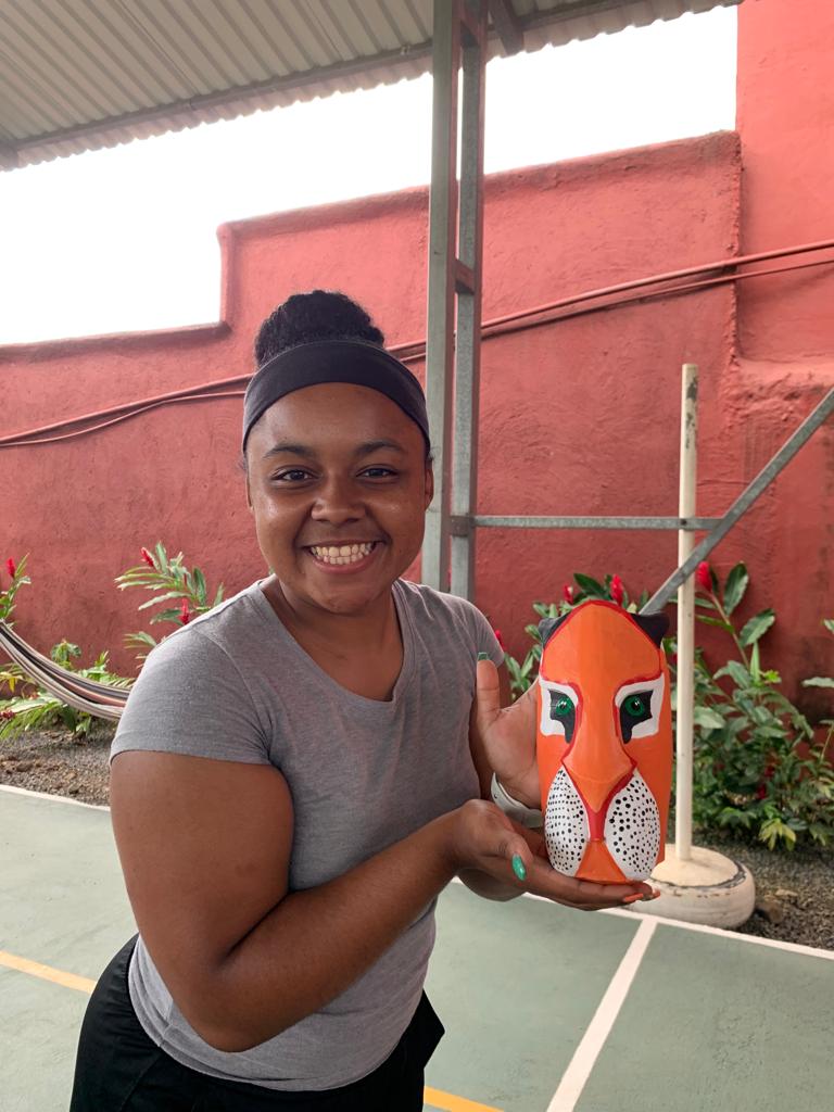 LVC student poses with mask in Costa Rica