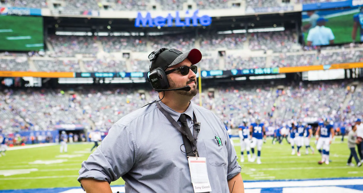 Music education alumnus Tony Good at MetLife Stadium.