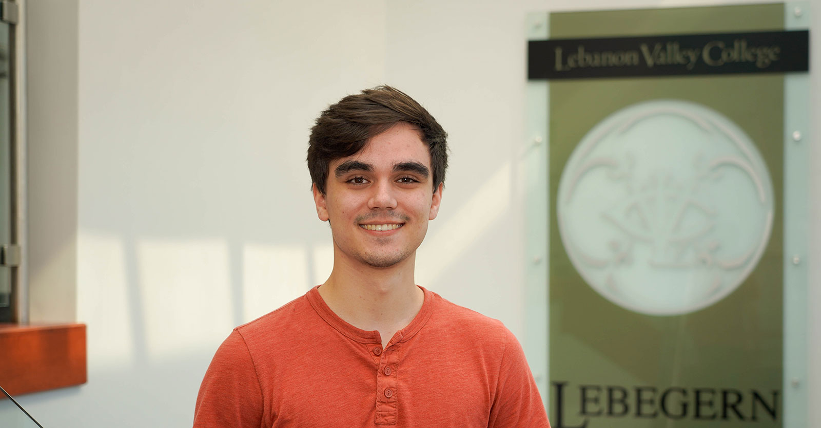 Adam Rilatt, math and computer and data science major, in Lebegern Learning Commons