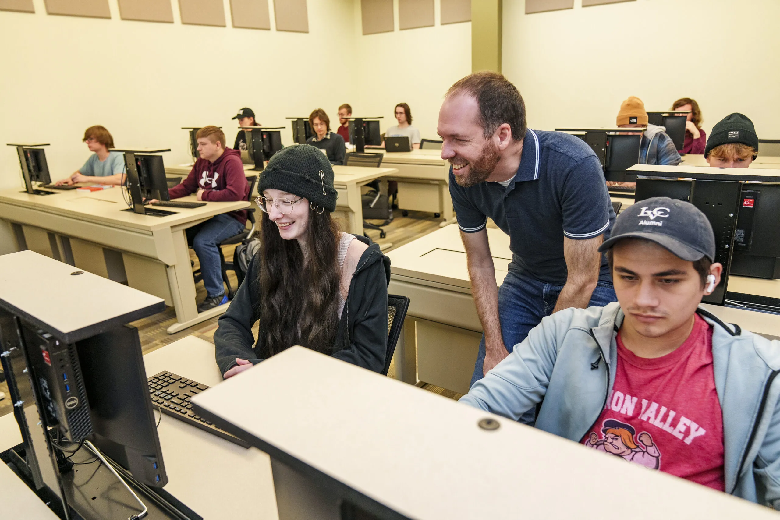 Students sit in LVC computer programming class.