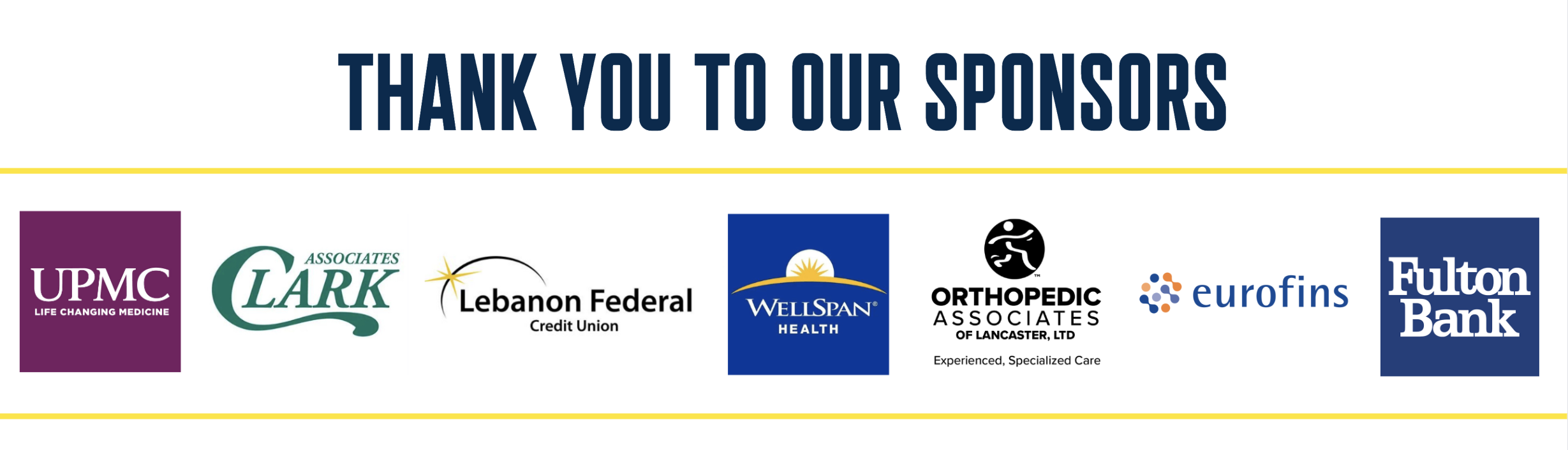 Career Fair sponsor logos: UPMC, Clark Associates, Lebanon Federal Credit Union, Wellspan, Orthopedic Associates of Lancaster, Eurofins, Fulton Bank