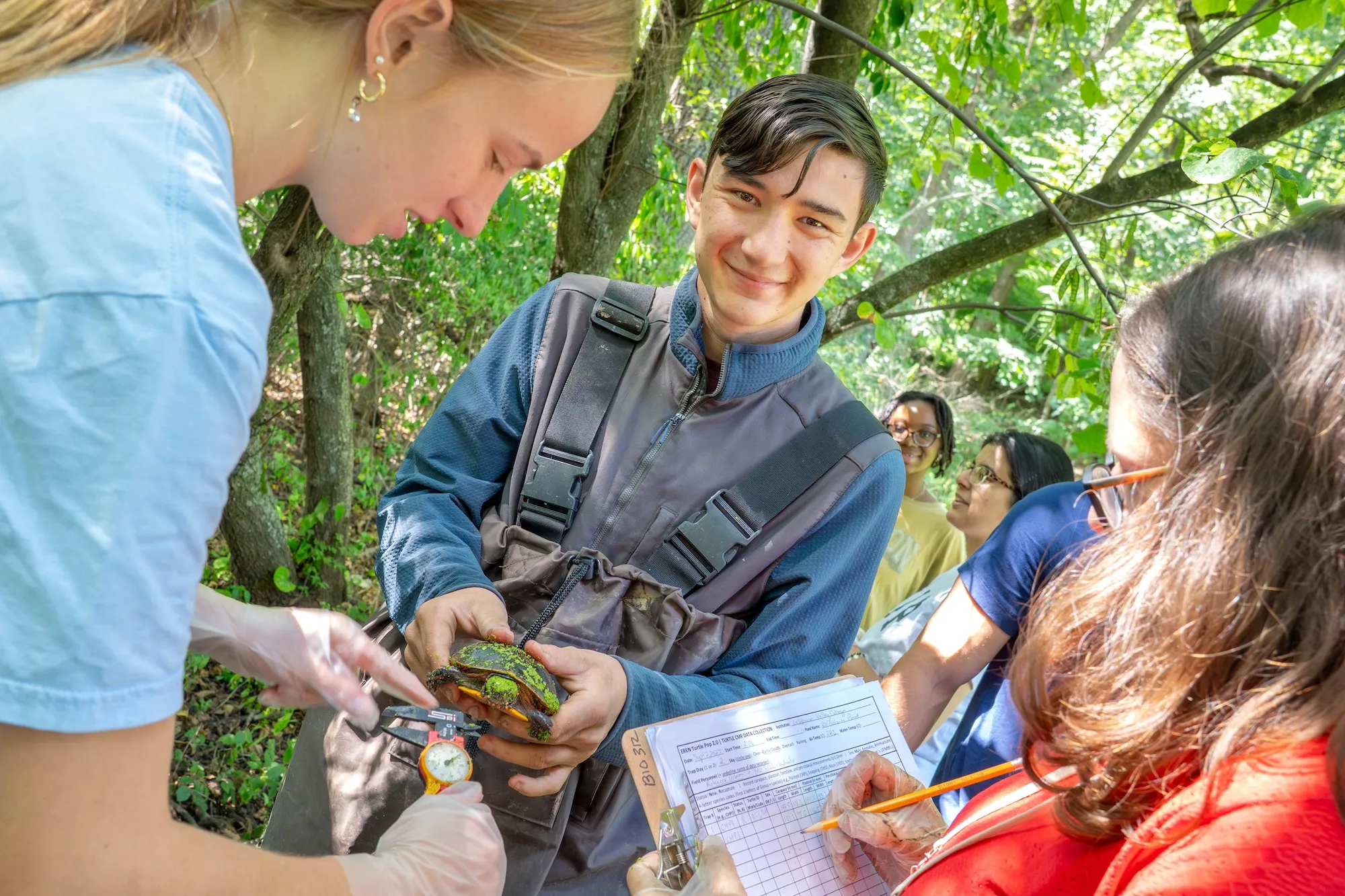 LVC students study turtles in Kreiderheim Pond