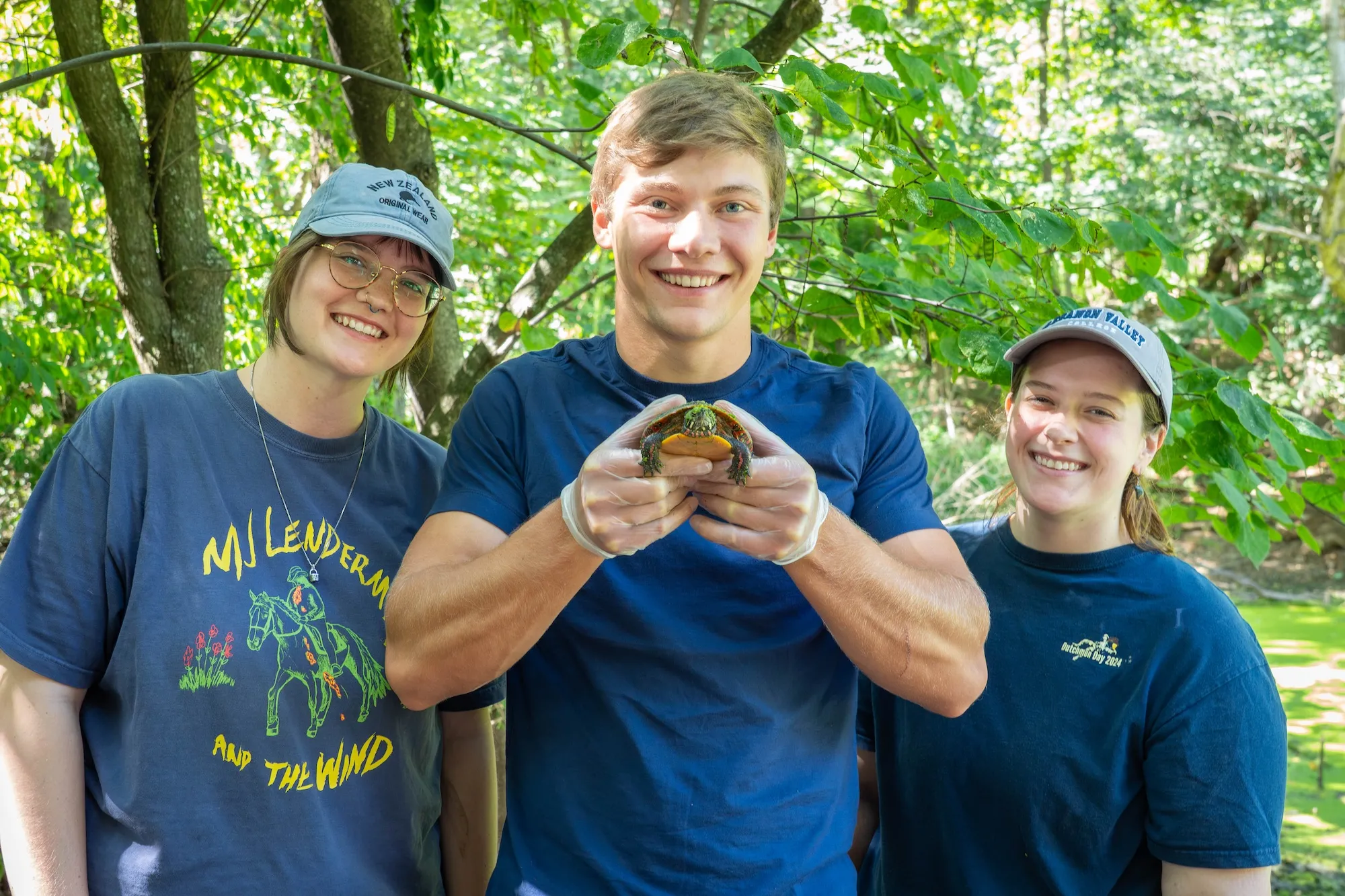 LVC students study turtles in Kreiderheim Pond