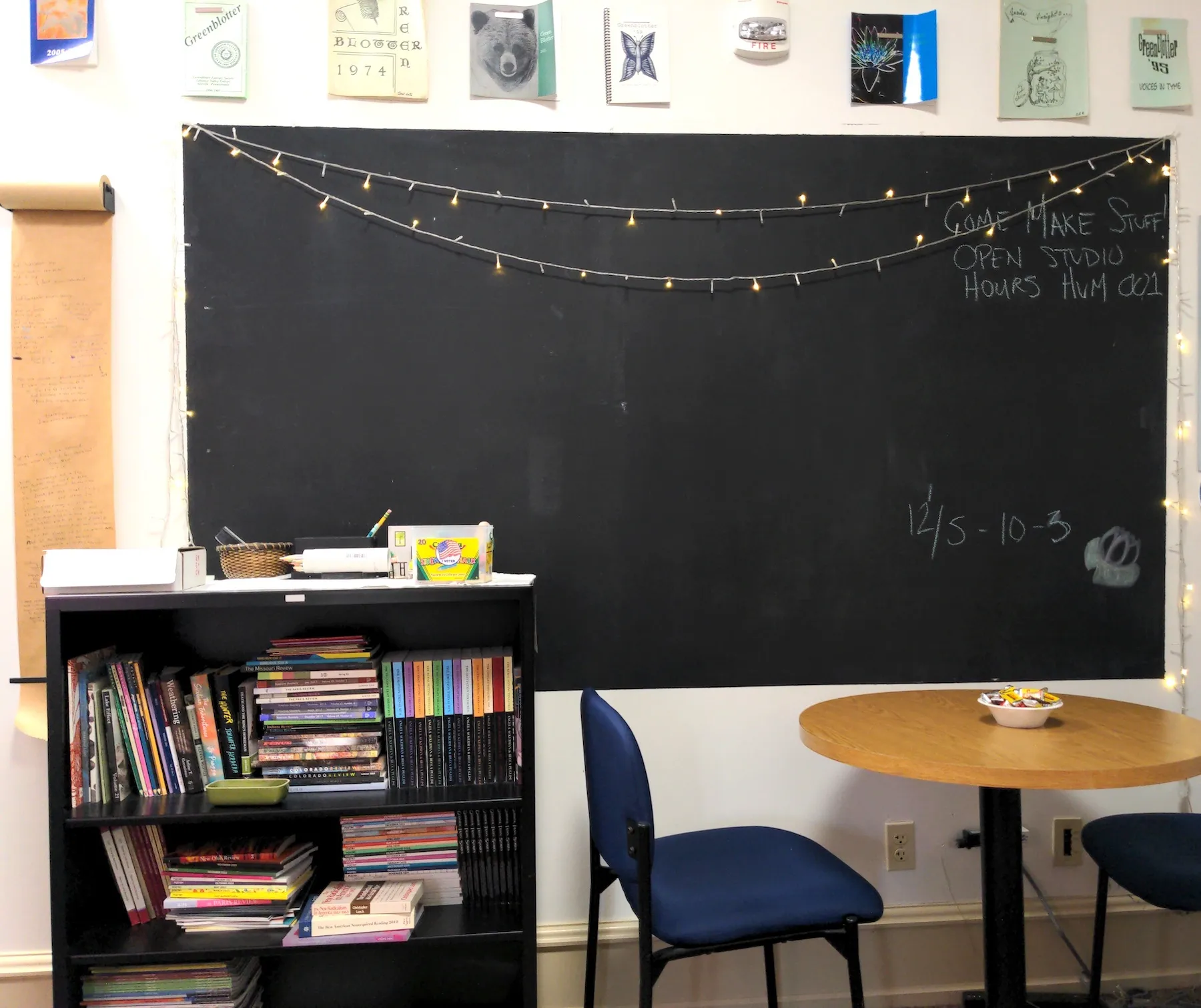 Chalkboard on wall in LVC Humanities Suite 207/8