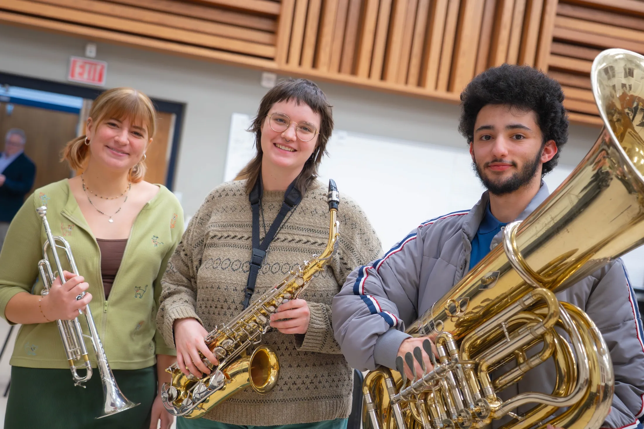 Students pose with instruments