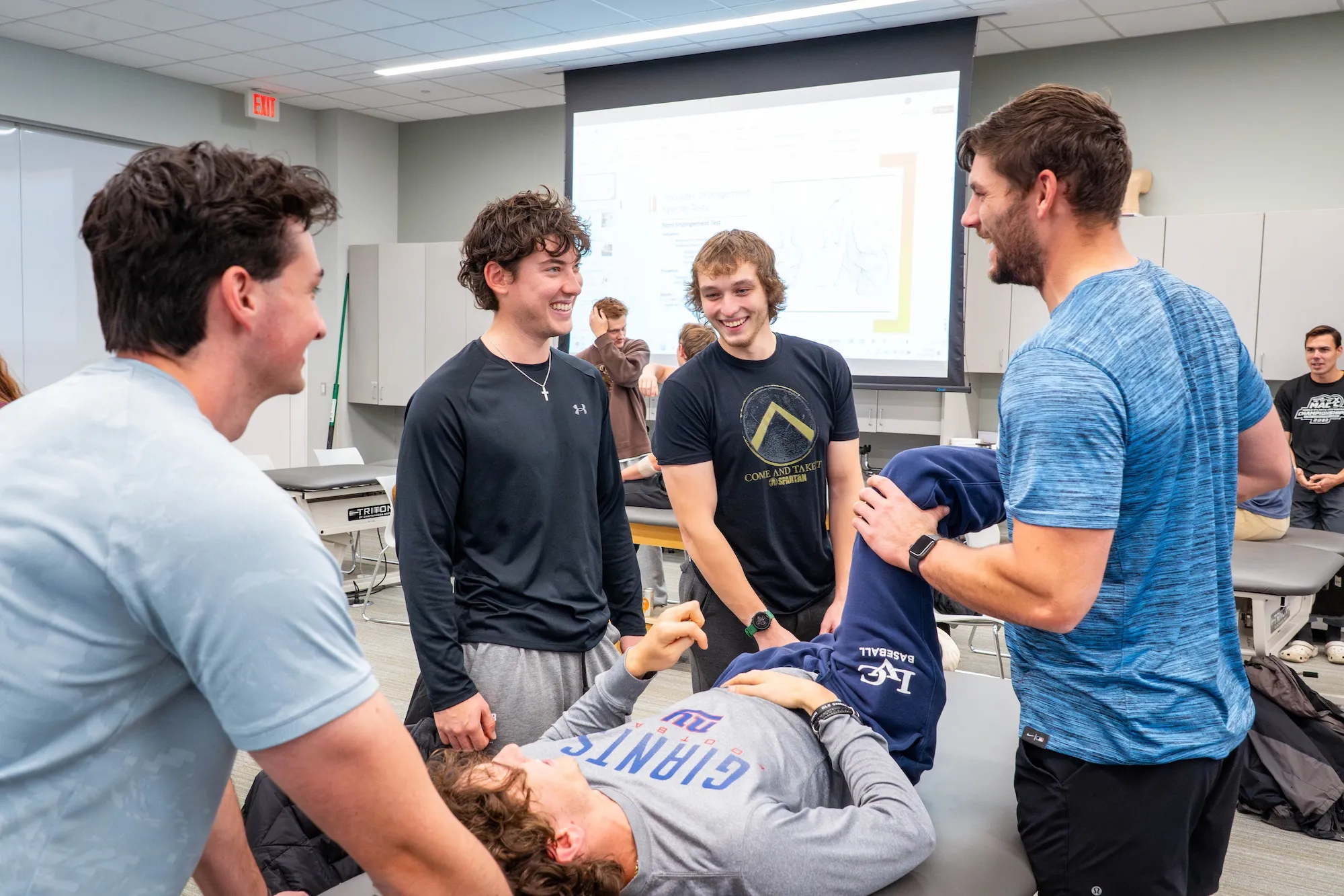 Physical Therapy students practice in lab