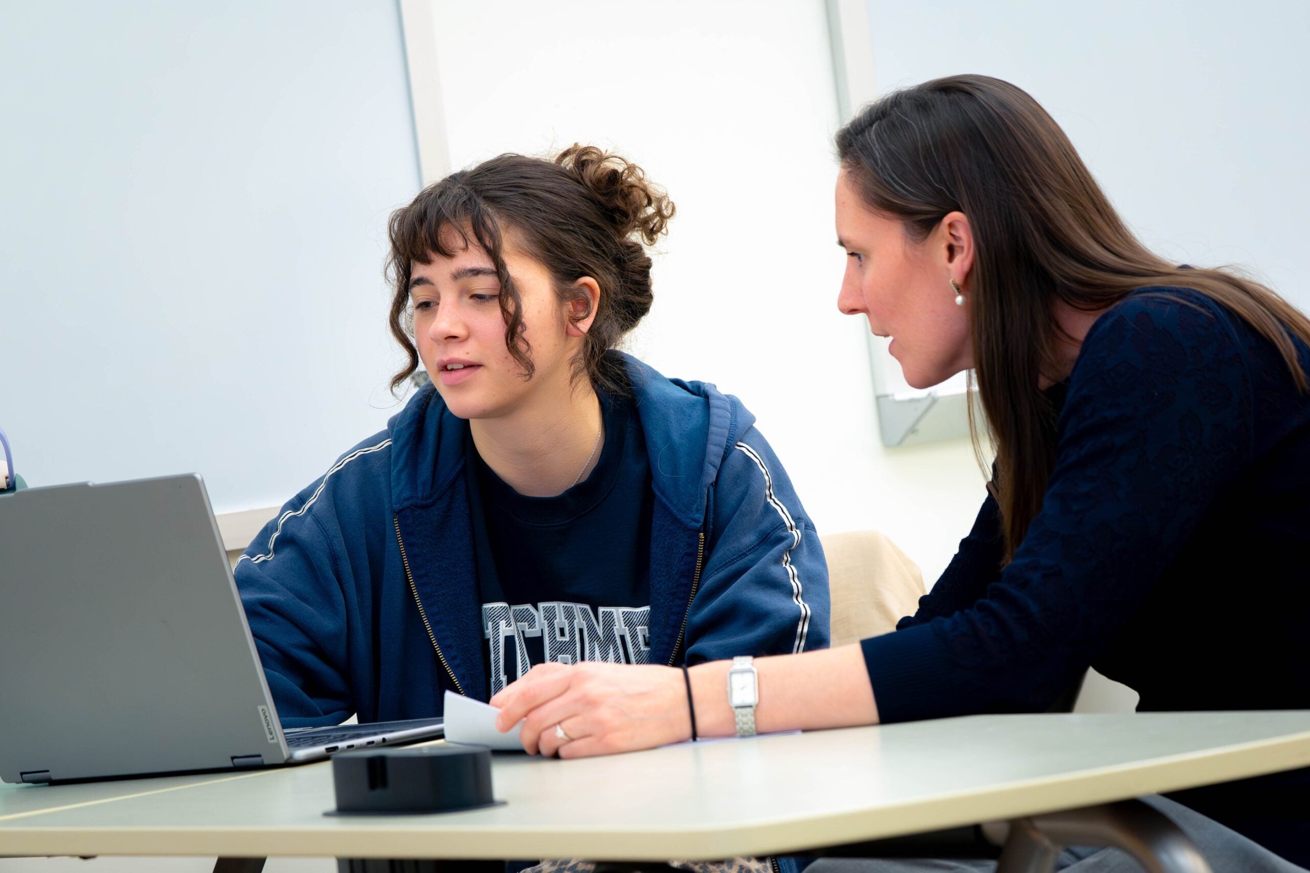 Psychology student meets with professor