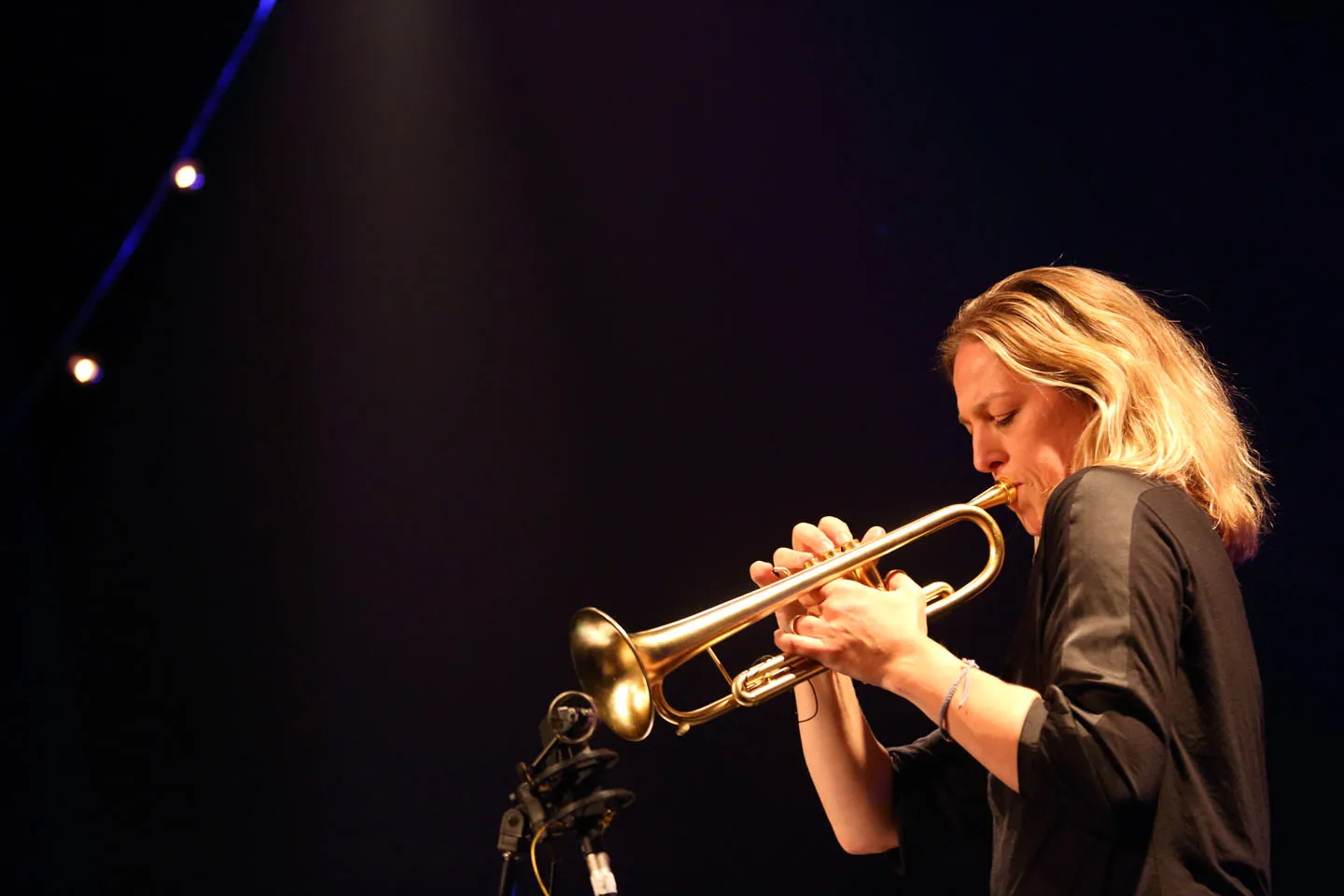 Ingrid Jensen plays trumpet