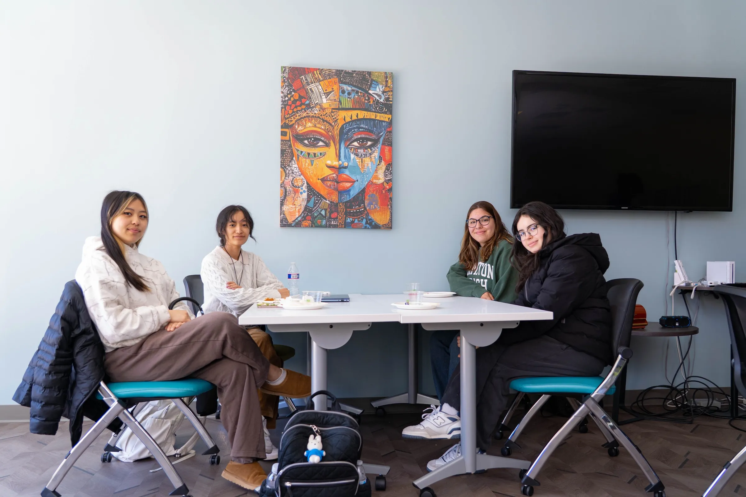 LVC first-generation students sit around table at Dutchmen First cookout event