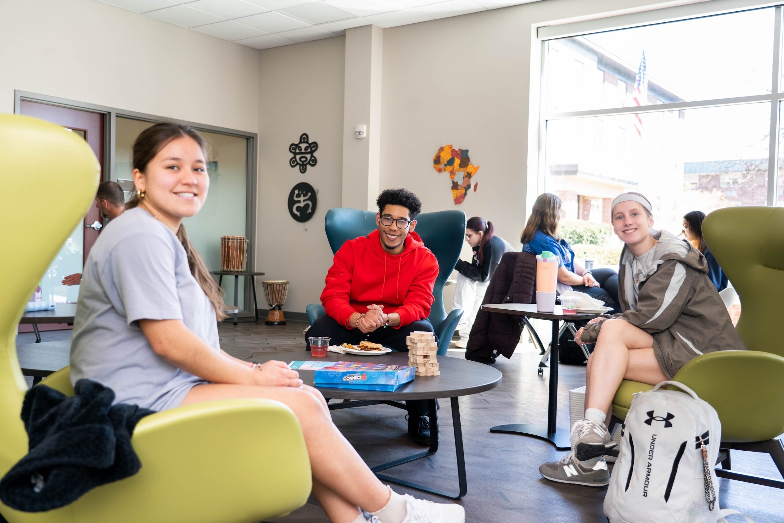 LVC first-generation students sit around table at Dutchmen First cookout event