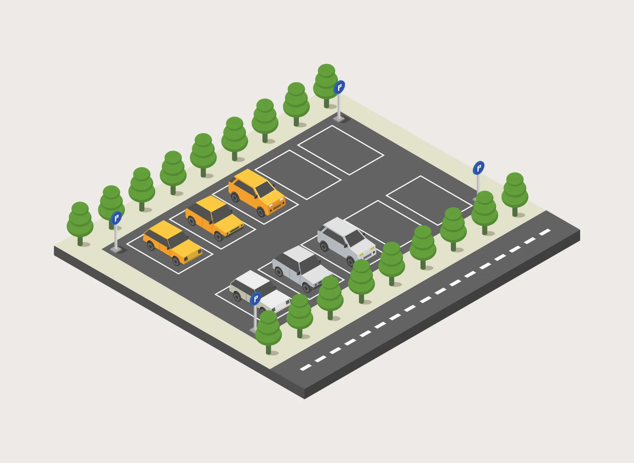 Graphic of cars in parking lot