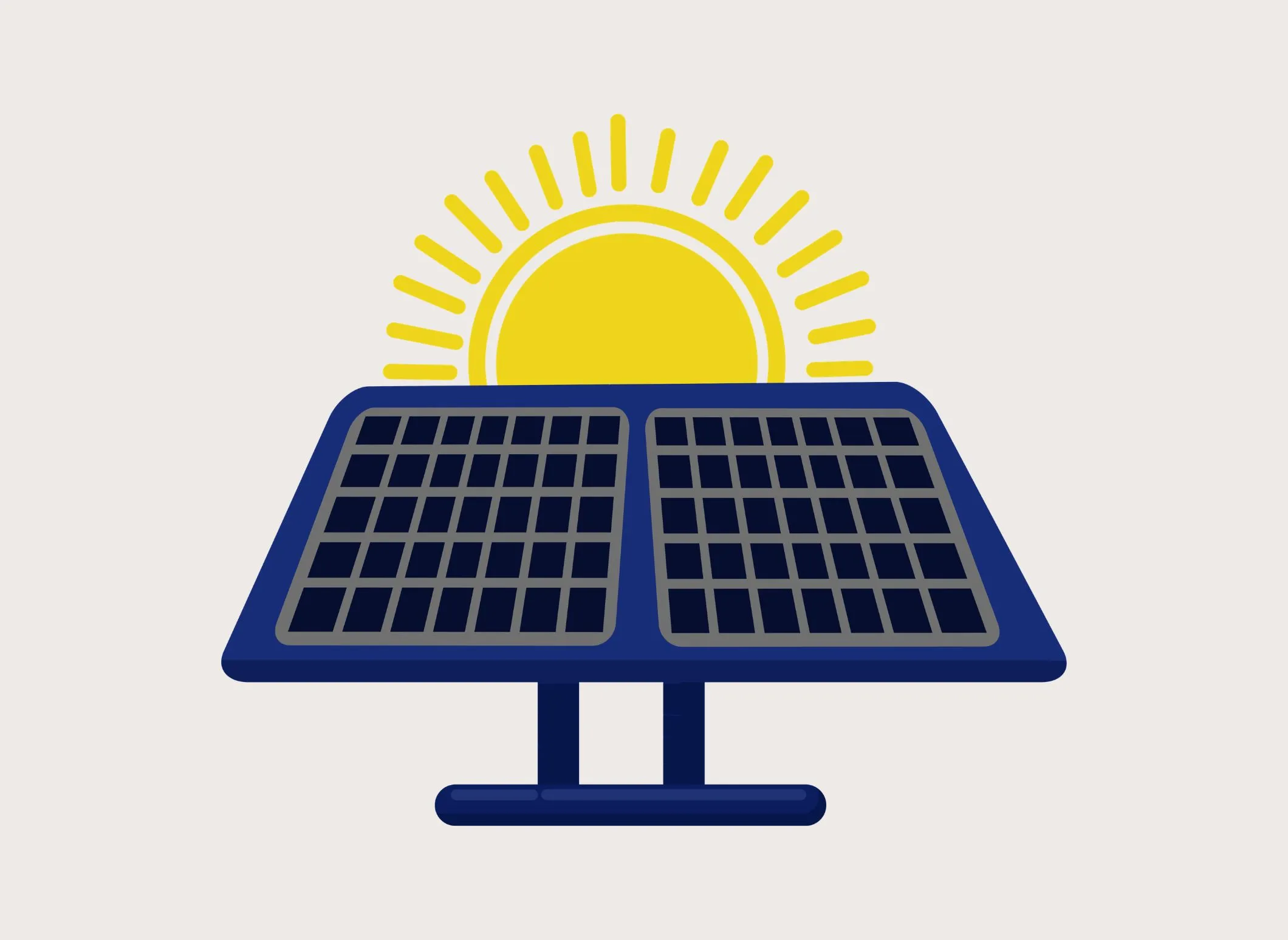 Graphic of sun shining on solar panels