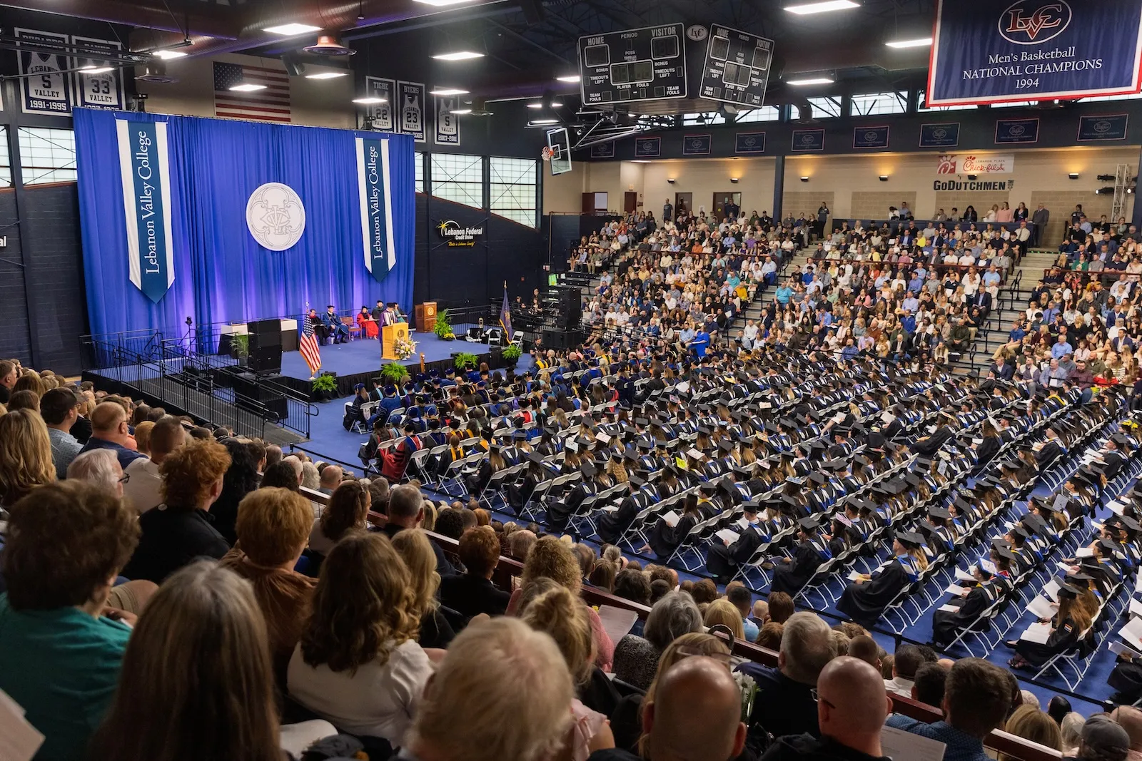 Overhead view of crowd at 2026 LVC Commencement ceremony