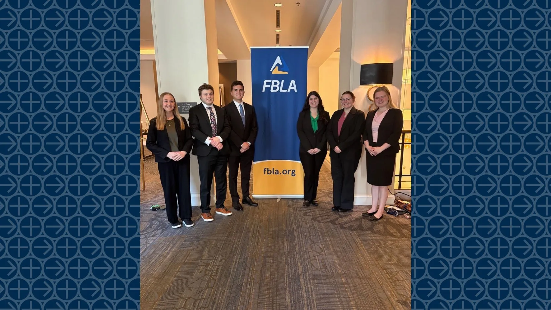 Students compete at the FBLA State Conference in March 2026. Business, accounting, academics L-R: Shelly Bliss, Ethan Schuler, Jeff LaRuffa, Sarah Shade, Lauren Atkins, Leigh Aten