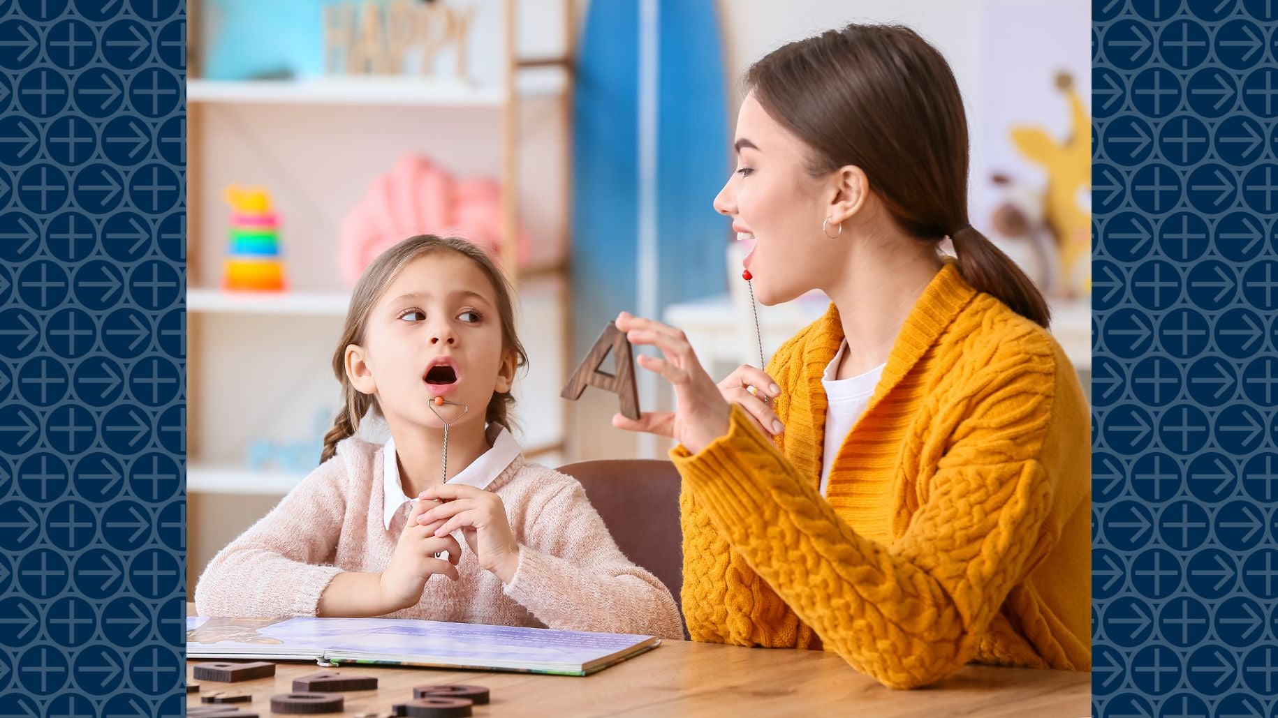 Child works with speech therapist