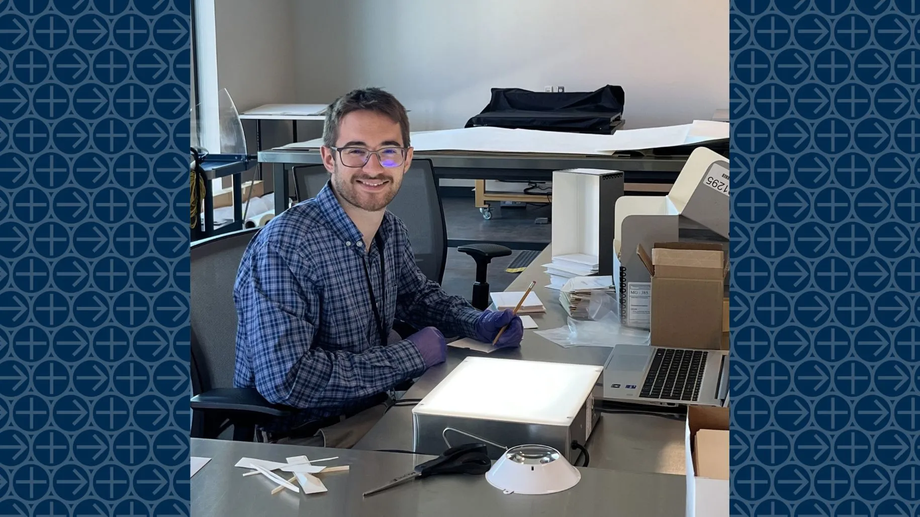 Jack Cowan working at the Pennsylvania State Archives