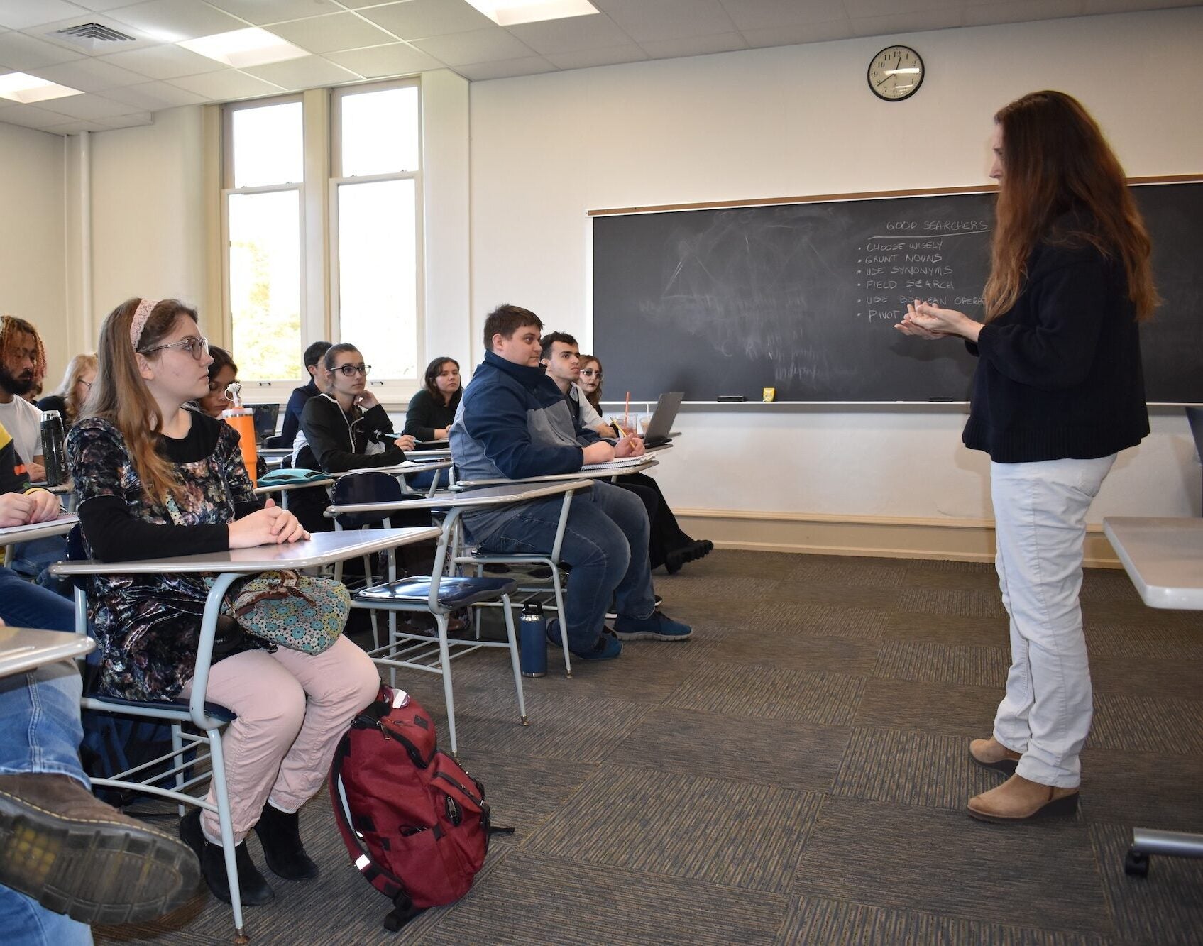 Hannah Grieco speaks with LVC students during class visit