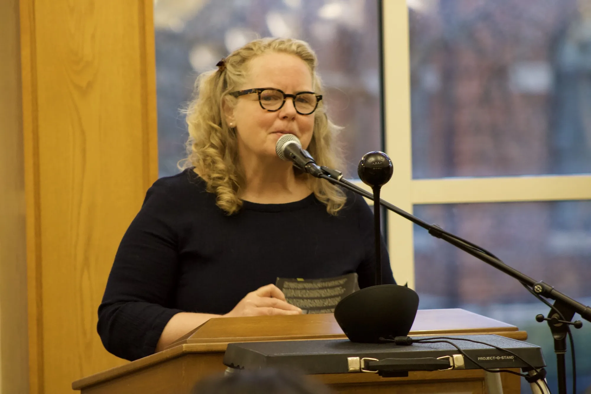 Kasey Jueds reading from "Thicket" at Writing: A Life event.