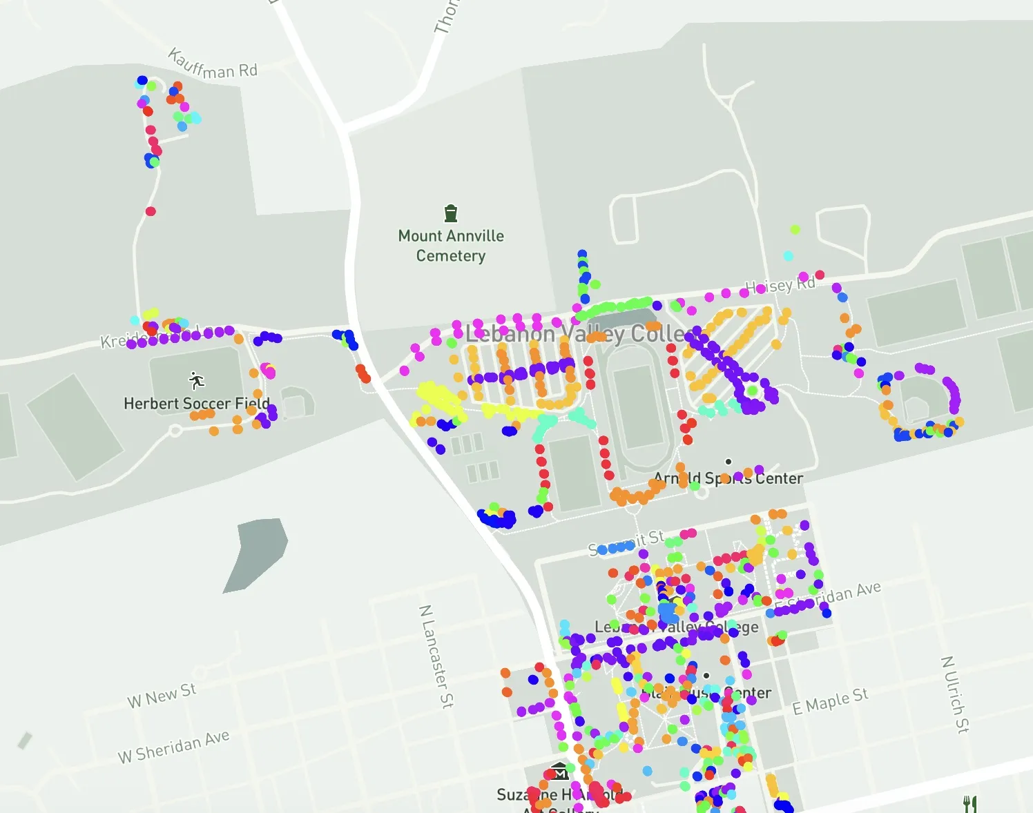 Screenshot of LVC campus tree map