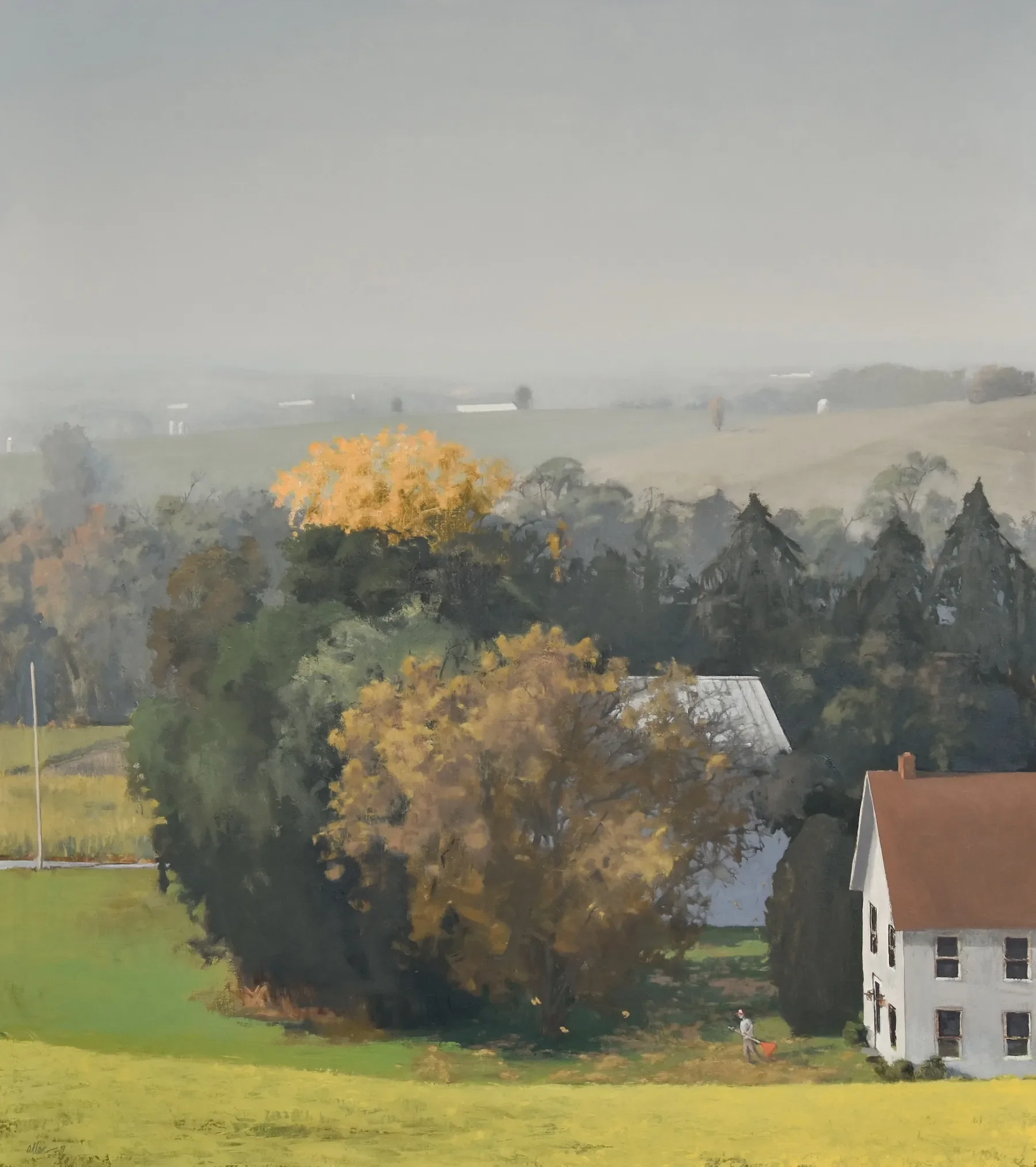 Michael Allen, Falling Leaves, 2019, oil on linen, 54 x 48 inches.